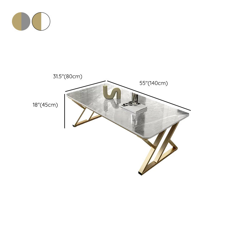 Slate Rectangle Coffee Table Sled Iron Base Type Single Table