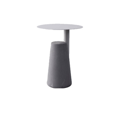 Round Iron Top End Table Concrete Pedestal Sofa Side Accent Table 15.7"L x 15.7"W x 23.6"H White 1