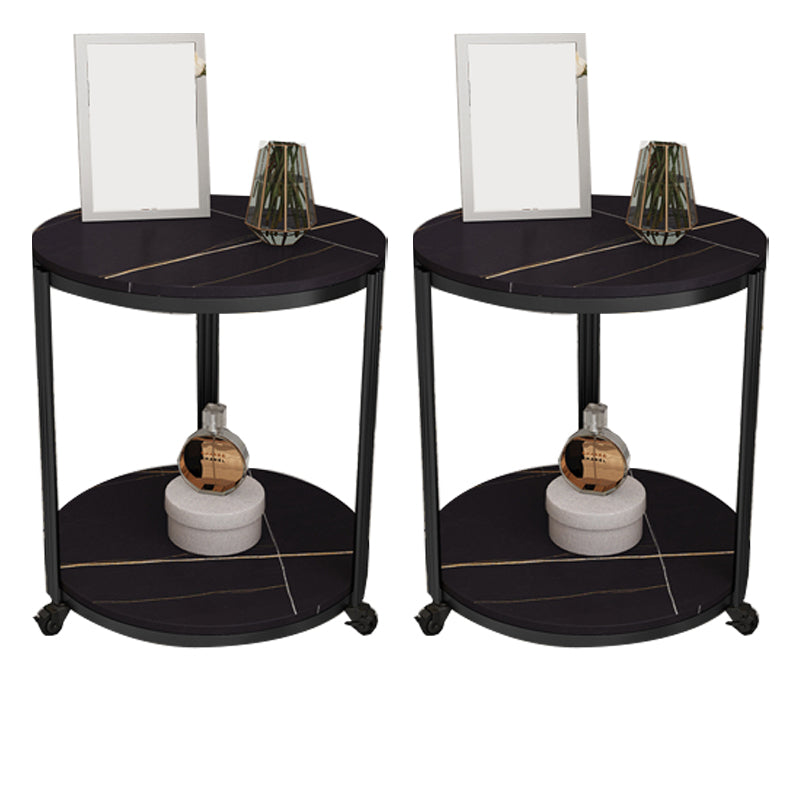 21.65 "スレートラウンドサイドエンドテーブル鉄3脚サイドテーブル付き棚