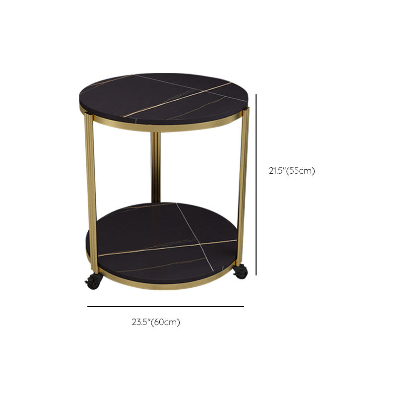 21.65 "スレートラウンドサイドエンドテーブル鉄3脚サイドテーブル付き棚