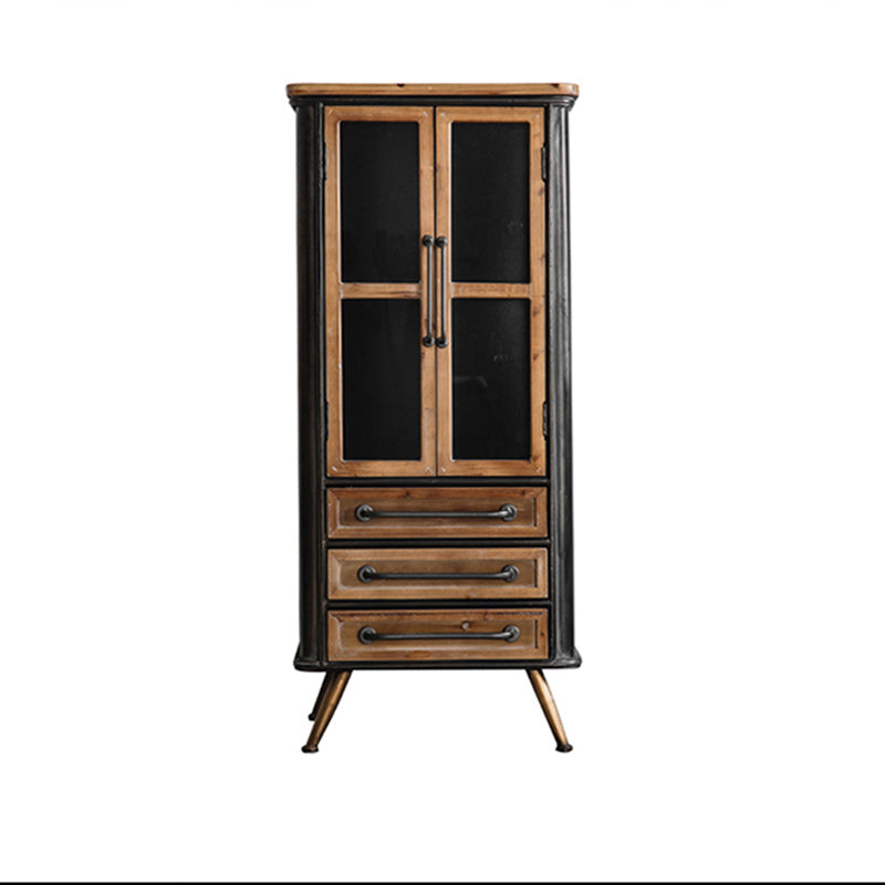 Industrial Rectangle Solid Wood With Doors Cabinet Distressed Wood Accent Cabinet 22"L x 17"W x 50"H Clearhalo 'Cabinets & Chests' 'cabinets_chests' 'furn' 'furn_cabinets_chests' 'Furniture' 'Living Room Furniture' 6478314