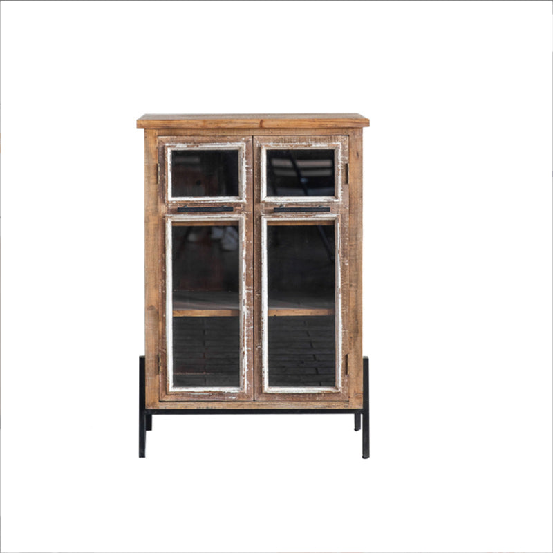 Industrial Rectangle Solid Wood With Doors Cabinet Distressed Wood Accent Cabinet 28"L x 19"W x 41"H Clearhalo 'Cabinets & Chests' 'cabinets_chests' 'furn' 'furn_cabinets_chests' 'Furniture' 'Living Room Furniture' 6478328