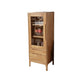Two Drawer Accent Cabinet Rectangular Wooden and Glass 1-Door Cabinet 20"L x 16"W x 51"H Natural Clearhalo 'Cabinets & Chests' 'cabinets_chests' 'furn' 'furn_cabinets_chests' 'Furniture' 'Living Room Furniture' 6478364