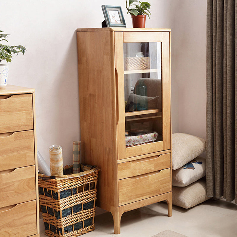 Two Drawer Accent Cabinet Rectangular Wooden and Glass 1-Door Cabinet Clearhalo 'Cabinets & Chests' 'cabinets_chests' 'furn' 'furn_cabinets_chests' 'Furniture' 'Living Room Furniture' 6478367