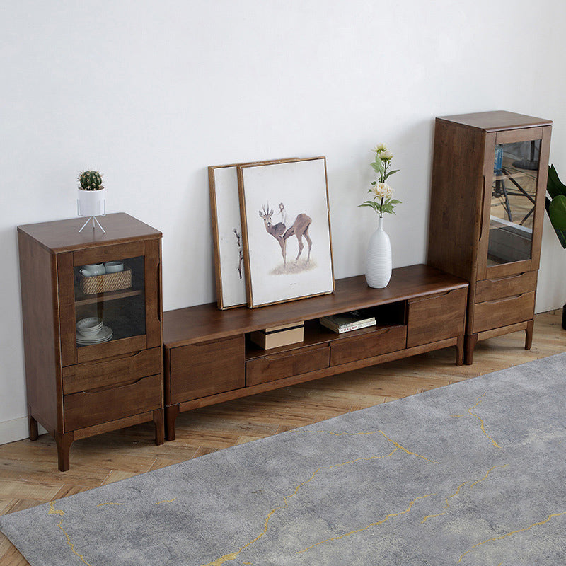 Two Drawer Accent Cabinet Rectangular Wooden and Glass 1-Door Cabinet Clearhalo 'Cabinets & Chests' 'cabinets_chests' 'furn' 'furn_cabinets_chests' 'Furniture' 'Living Room Furniture' 6478375