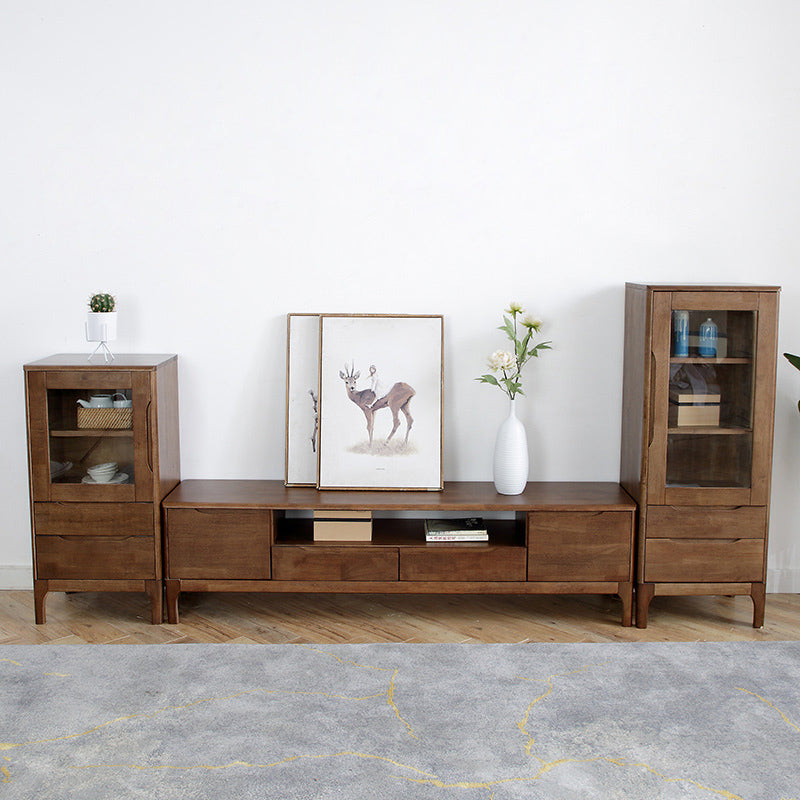 Two Drawer Accent Cabinet Rectangular Wooden and Glass 1-Door Cabinet Clearhalo 'Cabinets & Chests' 'cabinets_chests' 'furn' 'furn_cabinets_chests' 'Furniture' 'Living Room Furniture' 6478376