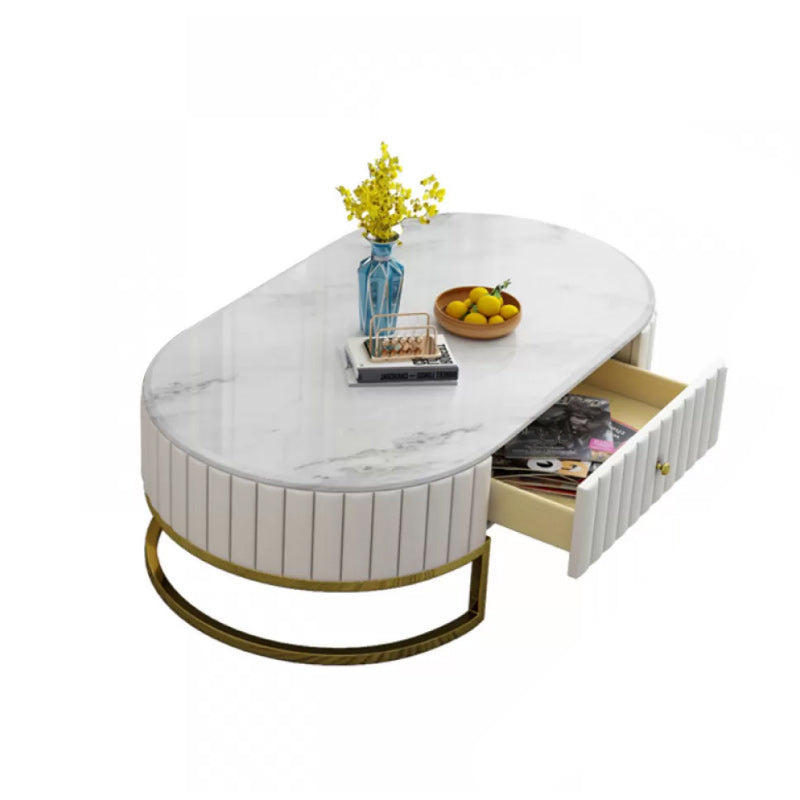 Stone Oval Top Coffee Desk Luxury Sintered Stone Coffee Table Clearhalo 'Coffee & Accent Tables' 'Coffee Tables' 'coffee_tables' 'furn' 'furn_coffee_tables' 'Furniture' 'Living Room Furniture' 6478446
