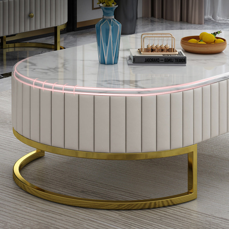 Stone Oval Top Coffee Desk Luxury Sintered Stone Coffee Table Clearhalo 'Coffee & Accent Tables' 'Coffee Tables' 'coffee_tables' 'furn' 'furn_coffee_tables' 'Furniture' 'Living Room Furniture' 6478447