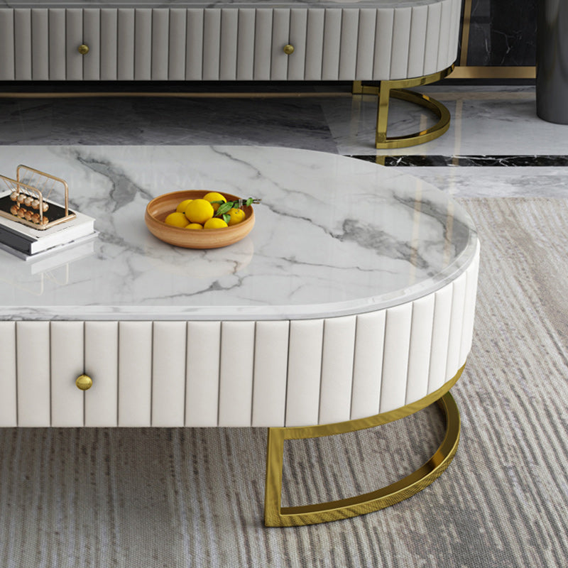 Stone Oval Top Coffee Desk Luxury Sintered Stone Coffee Table Clearhalo 'Coffee & Accent Tables' 'Coffee Tables' 'coffee_tables' 'furn' 'furn_coffee_tables' 'Furniture' 'Living Room Furniture' 6478449