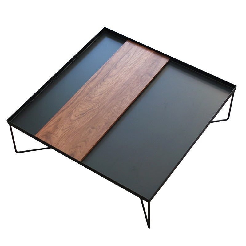 Tray Top Coffee Table Iron Cross Legs Cocktail Table in Black Clearhalo 'Coffee & Accent Tables' 'Coffee Tables' 'coffee_tables' 'furn' 'furn_coffee_tables' 'Furniture' 'Living Room Furniture' 6478457