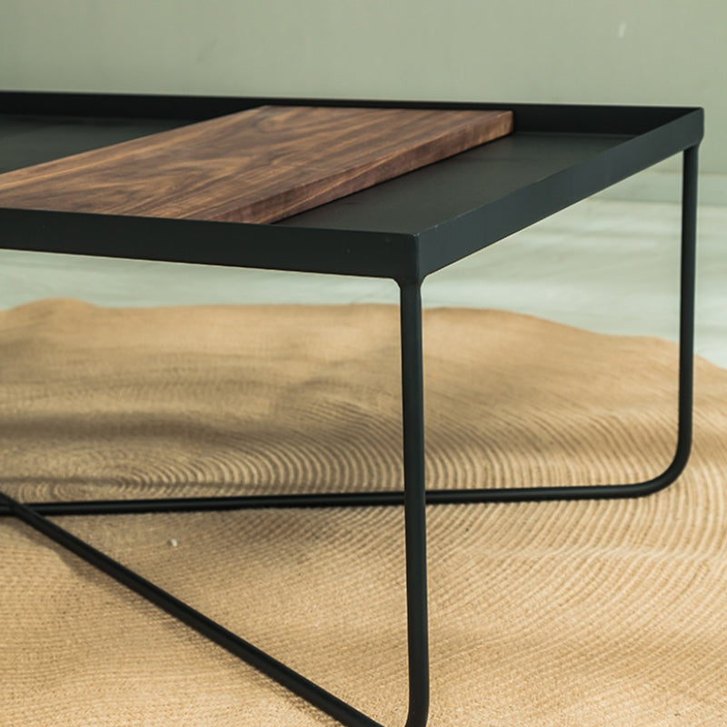Tray Top Coffee Table Iron Cross Legs Cocktail Table in Black Clearhalo 'Coffee & Accent Tables' 'Coffee Tables' 'coffee_tables' 'furn' 'furn_coffee_tables' 'Furniture' 'Living Room Furniture' 6478460