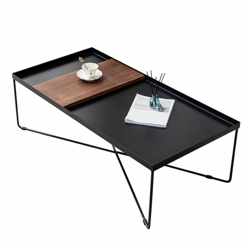 Tray Top Coffee Table Iron Cross Legs Cocktail Table in Black Clearhalo 'Coffee & Accent Tables' 'Coffee Tables' 'coffee_tables' 'furn' 'furn_coffee_tables' 'Furniture' 'Living Room Furniture' 6478461