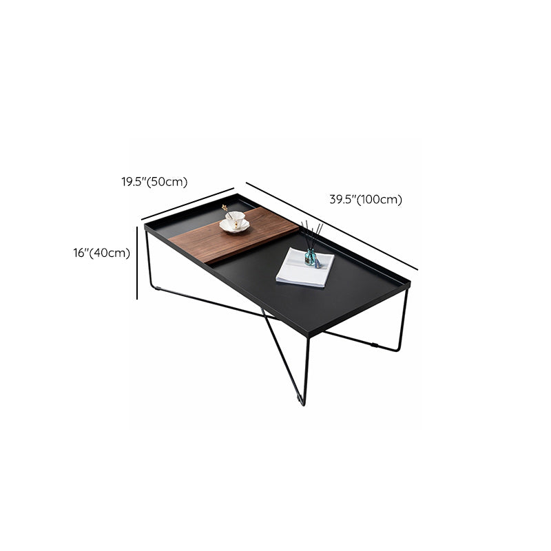 Tray Top Coffee Table Iron Cross Legs Cocktail Table in Black Clearhalo 'Coffee & Accent Tables' 'Coffee Tables' 'coffee_tables' 'furn' 'furn_coffee_tables' 'Furniture' 'Living Room Furniture' 6478463