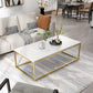Glam Coffee Table with Metal Frame Base and Marble Top in White Gold Clearhalo 'Coffee & Accent Tables' 'Coffee Tables' 'coffee_tables' 'furn' 'furn_coffee_tables' 'Furniture' 'Living Room Furniture' 6478535