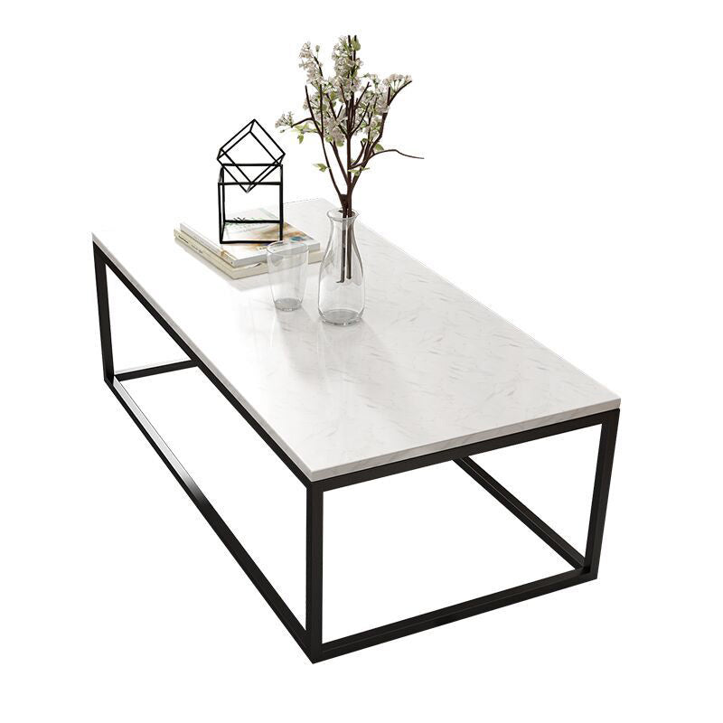 Glam Coffee Table with Metal Frame Base and Marble Top in White Clearhalo 'Coffee & Accent Tables' 'Coffee Tables' 'coffee_tables' 'furn' 'furn_coffee_tables' 'Furniture' 'Living Room Furniture' 6478538