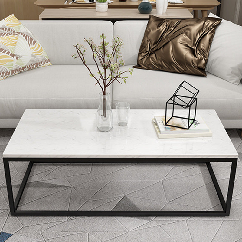 Glam Coffee Table with Metal Frame Base and Marble Top in White Clearhalo 'Coffee & Accent Tables' 'Coffee Tables' 'coffee_tables' 'furn' 'furn_coffee_tables' 'Furniture' 'Living Room Furniture' 6478545