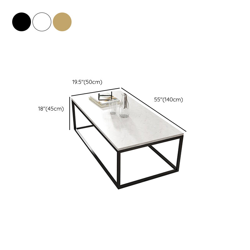 Glam Coffee Table with Metal Frame Base and Marble Top in White Clearhalo 'Coffee & Accent Tables' 'Coffee Tables' 'coffee_tables' 'furn' 'furn_coffee_tables' 'Furniture' 'Living Room Furniture' 6478548