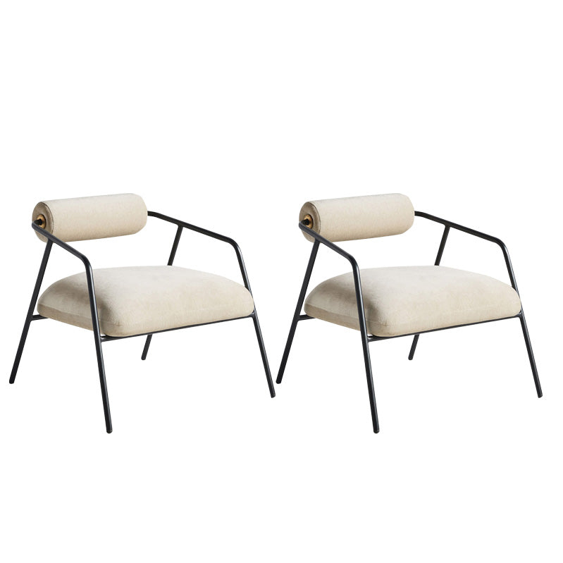 Living Room Contemporary Arm Chair Basic Four Leg Accent Armchair Off-White Flannel 2 Piece Set Clearhalo 'Accent Chairs' 'accent_chairs' 'Chairs & Seating' 'furn' 'furn_accent_chairs' 'Furniture' 'Living Room Furniture' 6478552