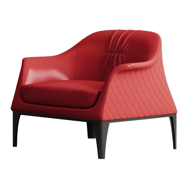 Living Room Mid-century Modern Accent Armchair Solid Color Arm Chair Red Genuine Leather 1 Piece Clearhalo 'Accent Chairs' 'accent_chairs' 'Chairs & Seating' 'furn' 'furn_accent_chairs' 'Furniture' 'Living Room Furniture' 6478582