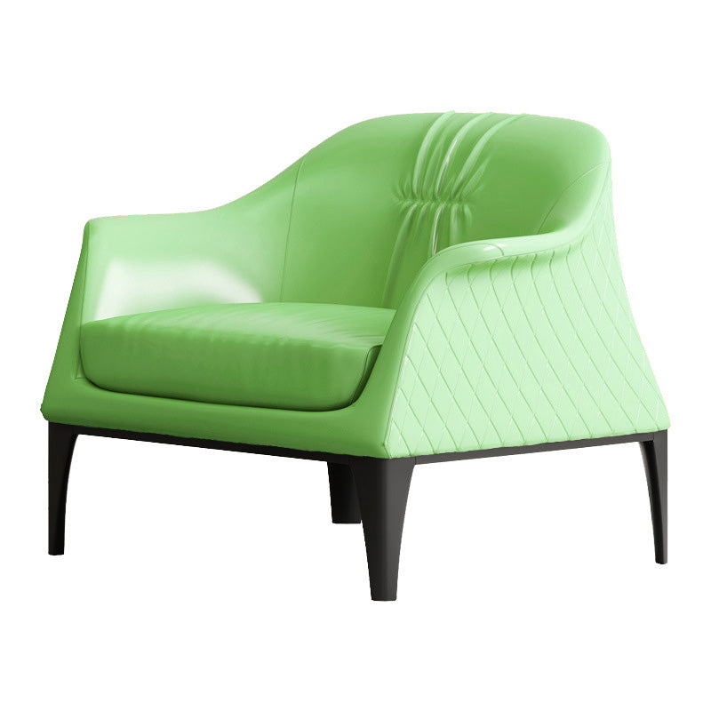 Living Room Mid-century Modern Accent Armchair Solid Color Arm Chair Green Genuine Leather 1 Piece Clearhalo 'Accent Chairs' 'accent_chairs' 'Chairs & Seating' 'furn' 'furn_accent_chairs' 'Furniture' 'Living Room Furniture' 6478585