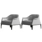 Living Room Mid-century Modern Accent Armchair Solid Color Arm Chair Grey Genuine Leather 2 Piece Set Clearhalo 'Accent Chairs' 'accent_chairs' 'Chairs & Seating' 'furn' 'furn_accent_chairs' 'Furniture' 'Living Room Furniture' 6478592