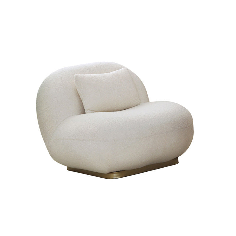 Fixed Back Round Accent Chair Solid Color Modern Lounge Chair White Velvet 1 Piece Clearhalo 'Accent Chairs' 'accent_chairs' 'Chairs & Seating' 'furn' 'furn_accent_chairs' 'Furniture' 'Living Room Furniture' 6478610
