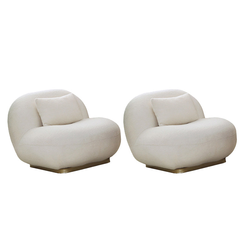 Fixed Back Round Accent Chair Solid Color Modern Lounge Chair White Velvet 2 Piece Set Clearhalo 'Accent Chairs' 'accent_chairs' 'Chairs & Seating' 'furn' 'furn_accent_chairs' 'Furniture' 'Living Room Furniture' 6478612