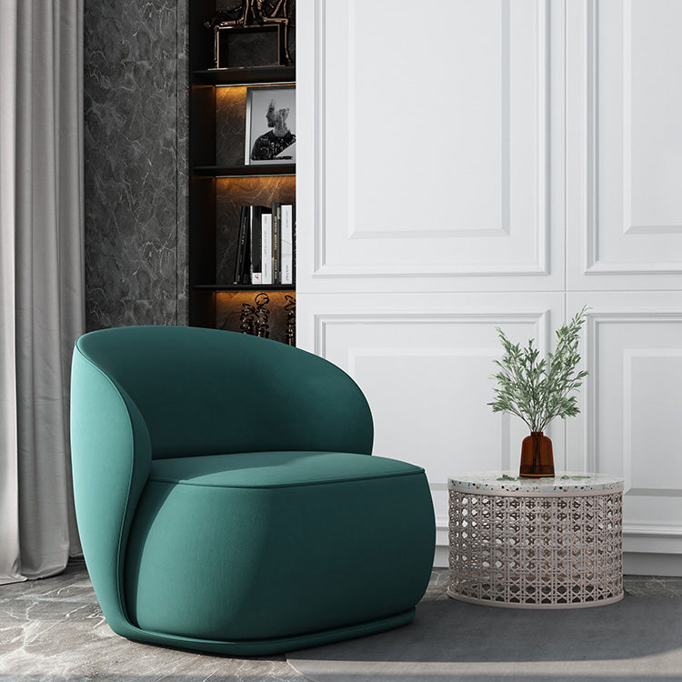 Fixed Back Round Accent Chair Solid Color Modern Lounge Chair Green Velvet 1 Piece Clearhalo 'Accent Chairs' 'accent_chairs' 'Chairs & Seating' 'furn' 'furn_accent_chairs' 'Furniture' 'Living Room Furniture' 6478613