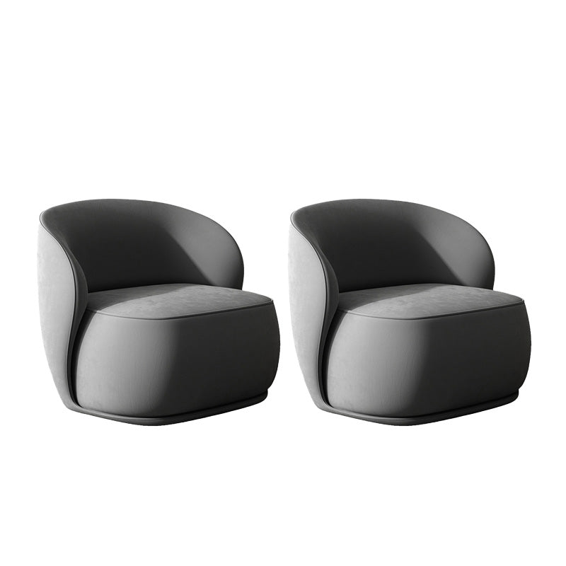 Fixed Back Round Accent Chair Solid Color Modern Lounge Chair Grey Velvet 2 Piece Set Clearhalo 'Accent Chairs' 'accent_chairs' 'Chairs & Seating' 'furn' 'furn_accent_chairs' 'Furniture' 'Living Room Furniture' 6478614