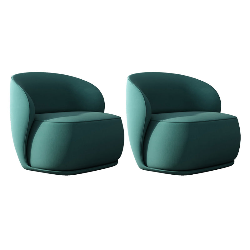 Fixed Back Round Accent Chair Solid Color Modern Lounge Chair Green Velvet 2 Piece Set Clearhalo 'Accent Chairs' 'accent_chairs' 'Chairs & Seating' 'furn' 'furn_accent_chairs' 'Furniture' 'Living Room Furniture' 6478615