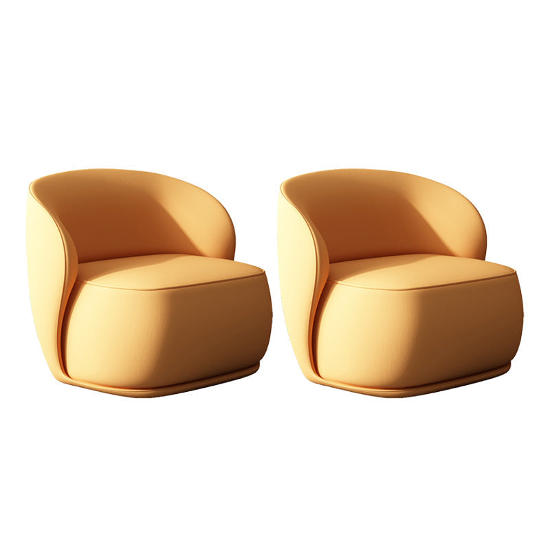 Fixed Back Round Accent Chair Solid Color Modern Lounge Chair Yellow Velvet 2 Piece Set Clearhalo 'Accent Chairs' 'accent_chairs' 'Chairs & Seating' 'furn' 'furn_accent_chairs' 'Furniture' 'Living Room Furniture' 6478617