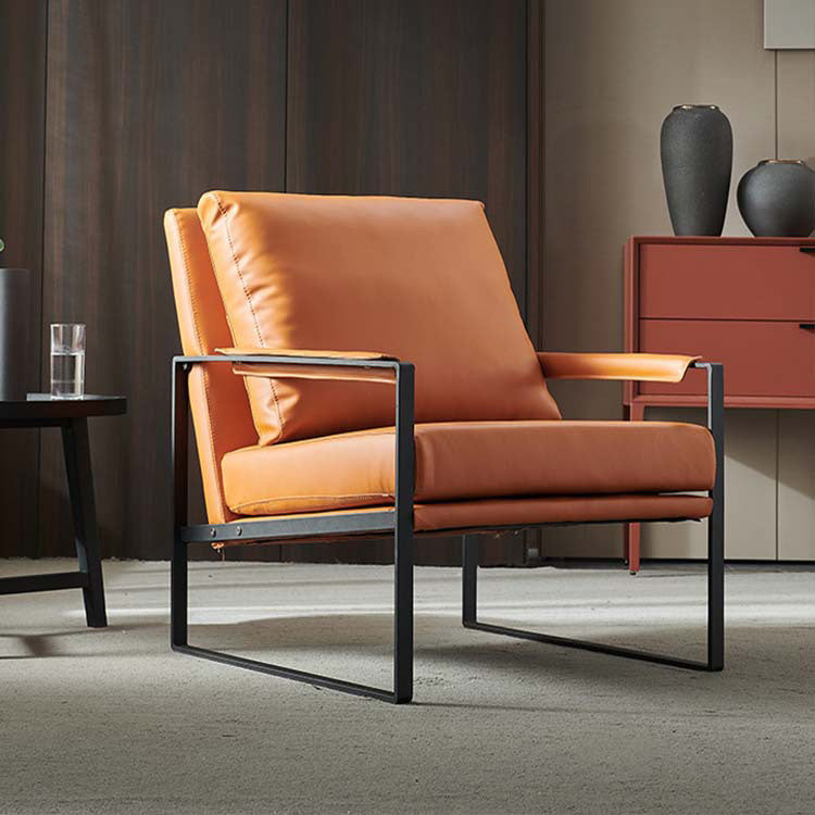 Solid Color Mid-century Modern Armchair Sled Arm Chair for Living Room Orange 1 Piece Clearhalo 'Accent Chairs' 'accent_chairs' 'Chairs & Seating' 'furn' 'furn_accent_chairs' 'Furniture' 'Living Room Furniture' 6478628