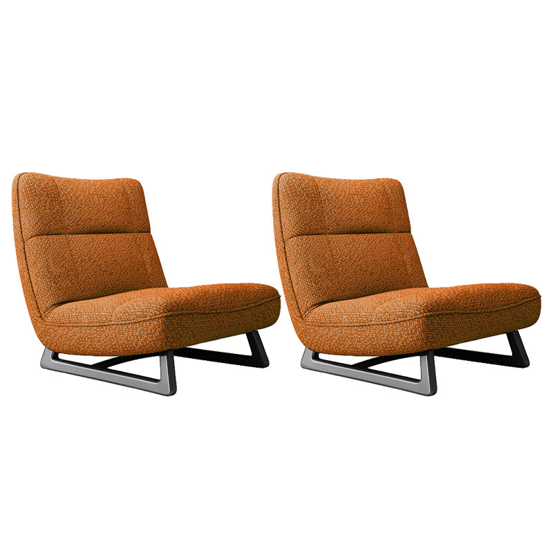 Fixed Back Sled Slipper Chair Solid Color Mid-century Modern Lounge Chair Orange Cotton and Linen 2 Piece Set Clearhalo 'Accent Chairs' 'accent_chairs' 'Chairs & Seating' 'furn' 'furn_accent_chairs' 'Furniture' 'Living Room Furniture' 6478642