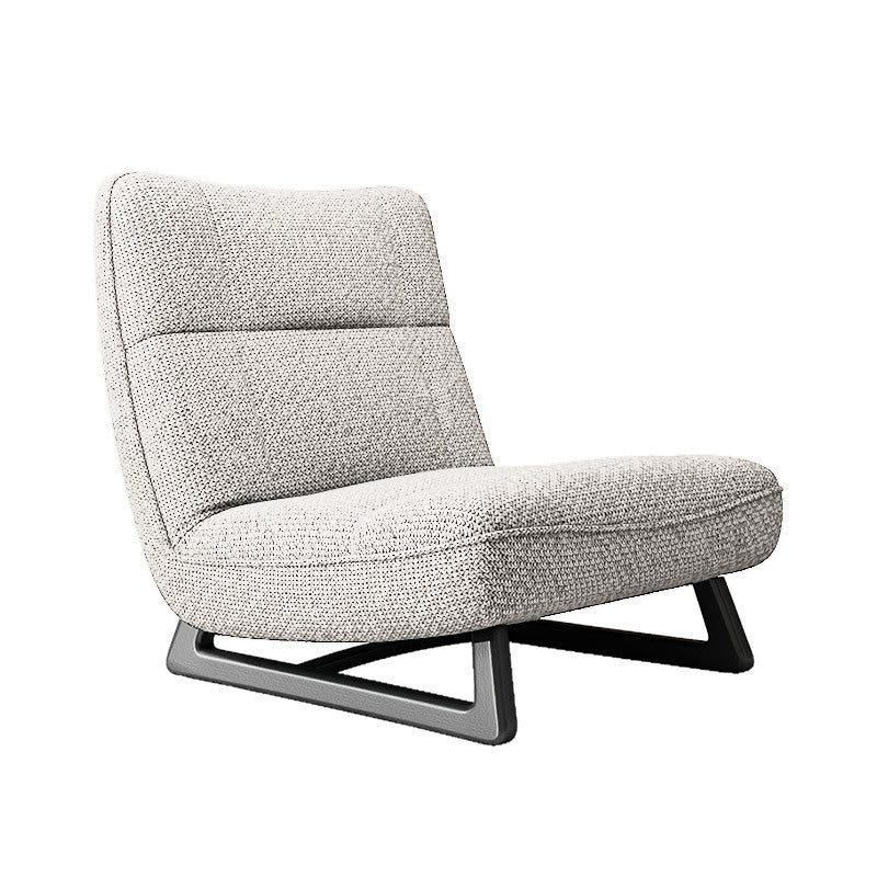 Fixed Back Sled Slipper Chair Solid Color Mid-century Modern Lounge Chair Off-White Cotton and Linen 1 Piece Clearhalo 'Accent Chairs' 'accent_chairs' 'Chairs & Seating' 'furn' 'furn_accent_chairs' 'Furniture' 'Living Room Furniture' 6478643