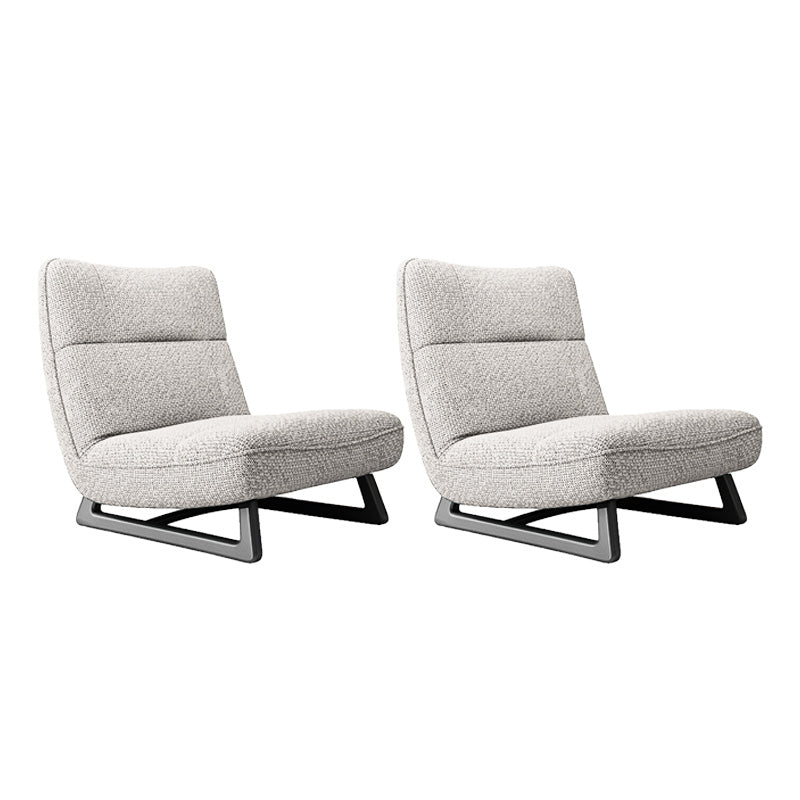 Fixed Back Sled Slipper Chair Solid Color Mid-century Modern Lounge Chair Off-White Cotton and Linen 2 Piece Set Clearhalo 'Accent Chairs' 'accent_chairs' 'Chairs & Seating' 'furn' 'furn_accent_chairs' 'Furniture' 'Living Room Furniture' 6478645