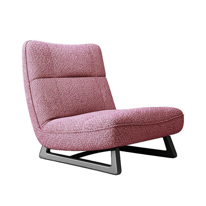 Fixed Back Sled Slipper Chair Solid Color Mid-century Modern Lounge Chair Pink Cotton and Linen 1 Piece Clearhalo 'Accent Chairs' 'accent_chairs' 'Chairs & Seating' 'furn' 'furn_accent_chairs' 'Furniture' 'Living Room Furniture' 6478648