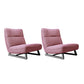 Fixed Back Sled Slipper Chair Solid Color Mid-century Modern Lounge Chair Pink Cotton and Linen 2 Piece Set Clearhalo 'Accent Chairs' 'accent_chairs' 'Chairs & Seating' 'furn' 'furn_accent_chairs' 'Furniture' 'Living Room Furniture' 6478650