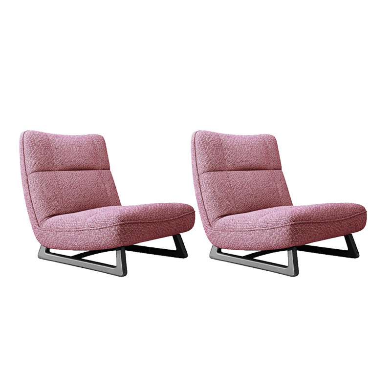 Fixed Back Sled Slipper Chair Solid Color Mid-century Modern Lounge Chair Pink Cotton and Linen 2 Piece Set Clearhalo 'Accent Chairs' 'accent_chairs' 'Chairs & Seating' 'furn' 'furn_accent_chairs' 'Furniture' 'Living Room Furniture' 6478650