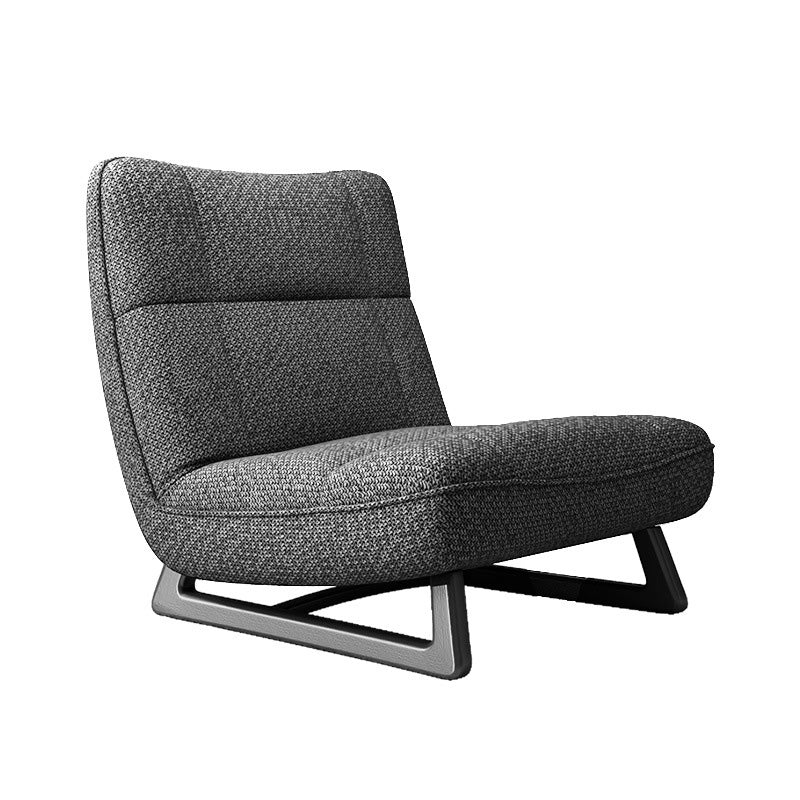 Fixed Back Sled Slipper Chair Solid Color Mid-century Modern Lounge Chair Dark Gray Cotton and Linen 1 Piece Clearhalo 'Accent Chairs' 'accent_chairs' 'Chairs & Seating' 'furn' 'furn_accent_chairs' 'Furniture' 'Living Room Furniture' 6478651