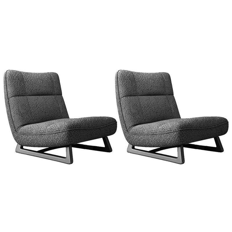 Fixed Back Sled Slipper Chair Solid Color Mid-century Modern Lounge Chair Dark Gray Cotton and Linen 2 Piece Set Clearhalo 'Accent Chairs' 'accent_chairs' 'Chairs & Seating' 'furn' 'furn_accent_chairs' 'Furniture' 'Living Room Furniture' 6478653