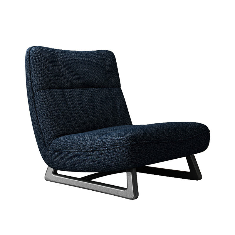 Fixed Back Sled Slipper Chair Solid Color Mid-century Modern Lounge Chair Dark Blue Cotton and Linen 1 Piece Clearhalo 'Accent Chairs' 'accent_chairs' 'Chairs & Seating' 'furn' 'furn_accent_chairs' 'Furniture' 'Living Room Furniture' 6478655