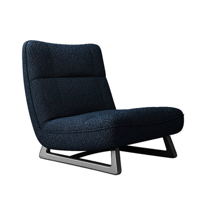 Fixed Back Sled Slipper Chair Solid Color Mid-century Modern Lounge Chair Dark Blue Cotton and Linen 1 Piece Clearhalo 'Accent Chairs' 'accent_chairs' 'Chairs & Seating' 'furn' 'furn_accent_chairs' 'Furniture' 'Living Room Furniture' 6478655