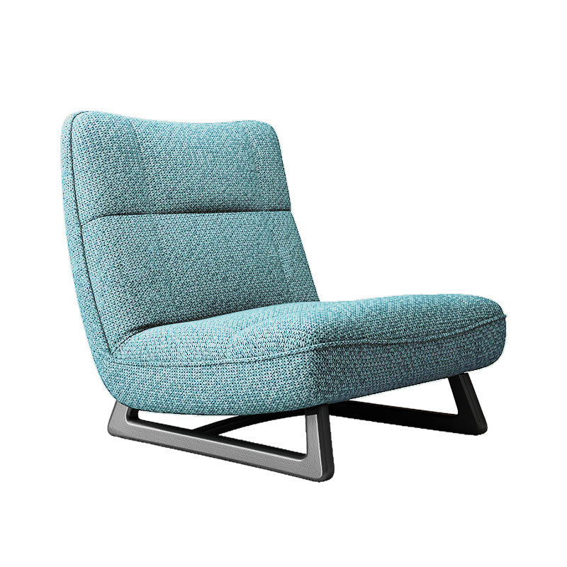 Fixed Back Sled Slipper Chair Solid Color Mid-century Modern Lounge Chair Sky Blue Cotton and Linen 1 Piece Clearhalo 'Accent Chairs' 'accent_chairs' 'Chairs & Seating' 'furn' 'furn_accent_chairs' 'Furniture' 'Living Room Furniture' 6478658