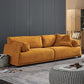 Leather Sofa Stationary Settee Solid Color Modern Sofa for Living Room
