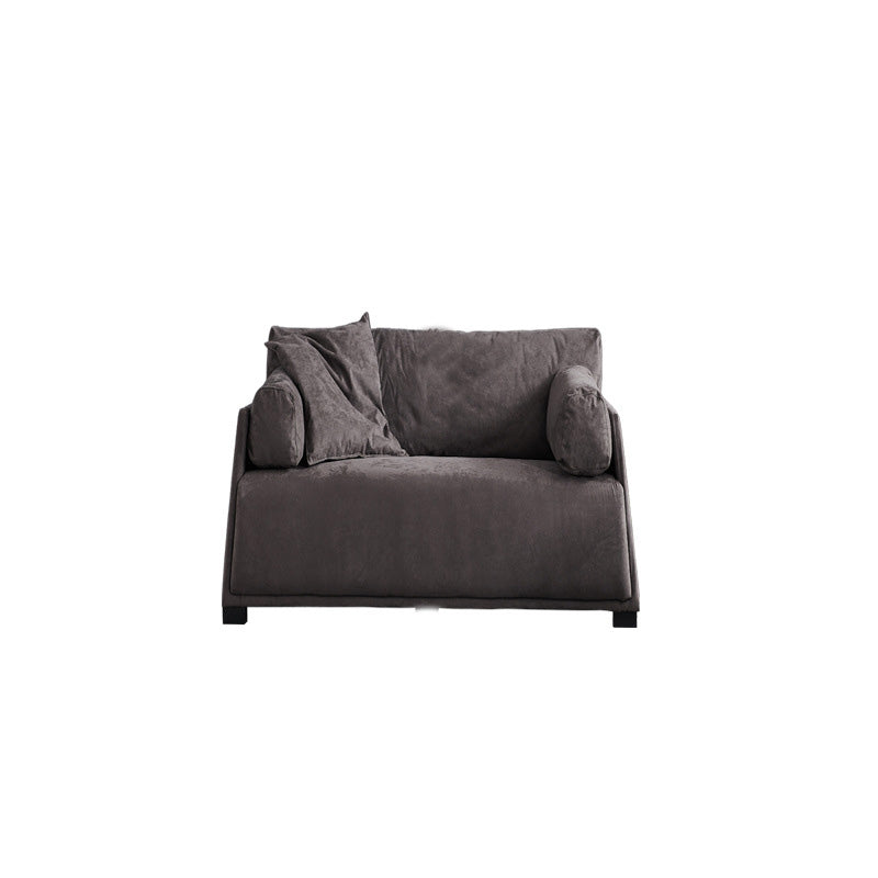 Leather Sofa Stationary Settee Solid Color Modern Sofa for Living Room