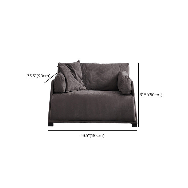 Leather Sofa Stationary Settee Solid Color Modern Sofa for Living Room