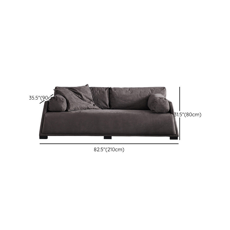 Leather Sofa Stationary Settee Solid Color Modern Sofa for Living Room