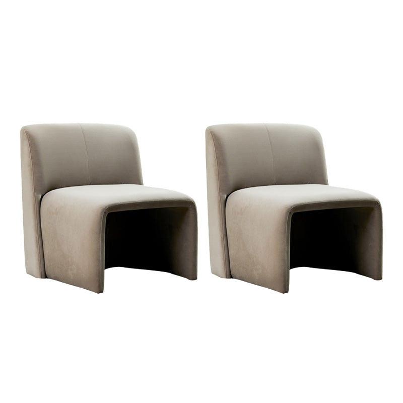 Solid Colo Contemporary Accent Chair Sled Velvet Accent Room Chair Cream Gray Velvet 2 Piece Set Clearhalo 'Accent Chairs' 'accent_chairs' 'Chairs & Seating' 'furn' 'furn_accent_chairs' 'Furniture' 'Living Room Furniture' 6478702