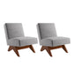Mid-century Modern Slipper Chair Living Room Fino Accent Chair Grey Tech Cloth 2 Piece Set Clearhalo 'Accent Chairs' 'accent_chairs' 'Chairs & Seating' 'furn' 'furn_accent_chairs' 'Furniture' 'Living Room Furniture' 6478764
