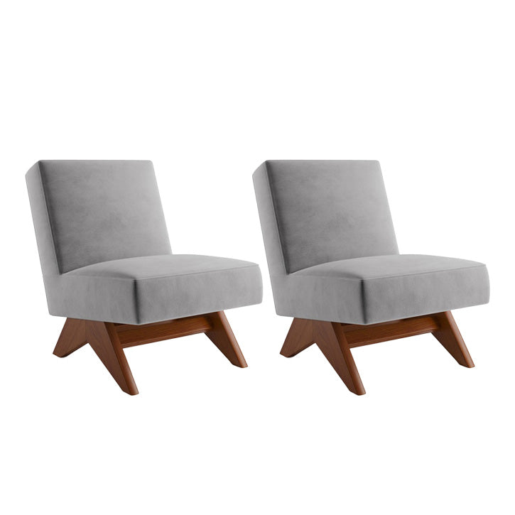 Mid-century Modern Slipper Chair Living Room Fino Accent Chair Grey Tech Cloth 2 Piece Set Clearhalo 'Accent Chairs' 'accent_chairs' 'Chairs & Seating' 'furn' 'furn_accent_chairs' 'Furniture' 'Living Room Furniture' 6478764